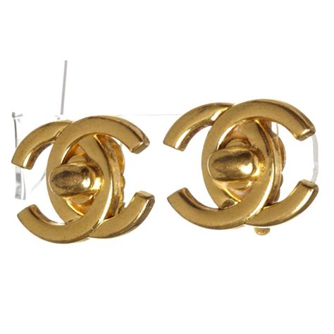 chanel padlock earrings|Chanel clip on earrings.